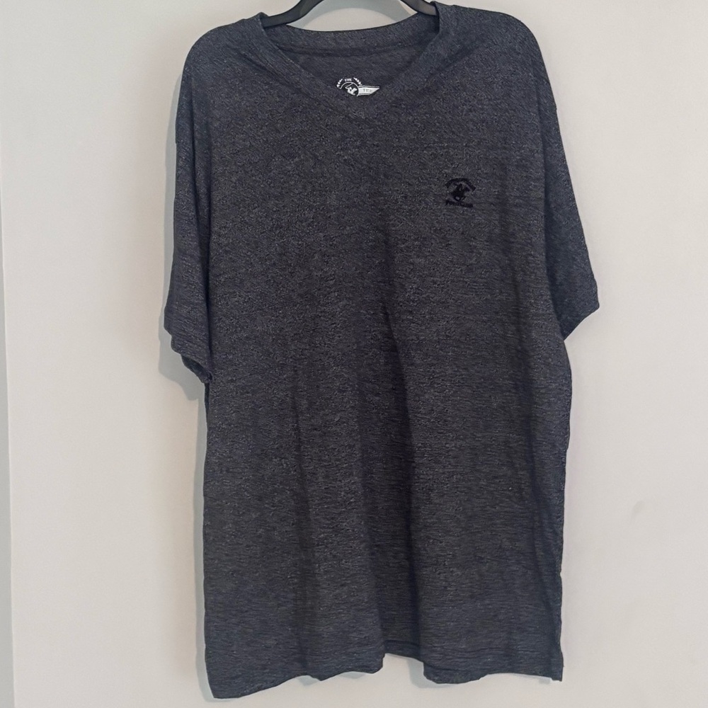 Beverly Hills Polo Club T-Shirt Men’s Size 2XL Dark Gray W/ Black Logo V-Neck